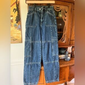 High rise baggy dark denim jeans